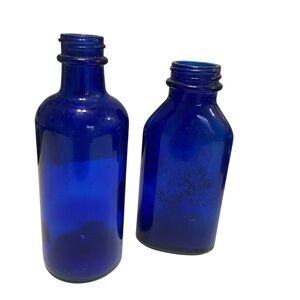 Vintage Colbalt Blue Glass Medicine Decorative Bottles